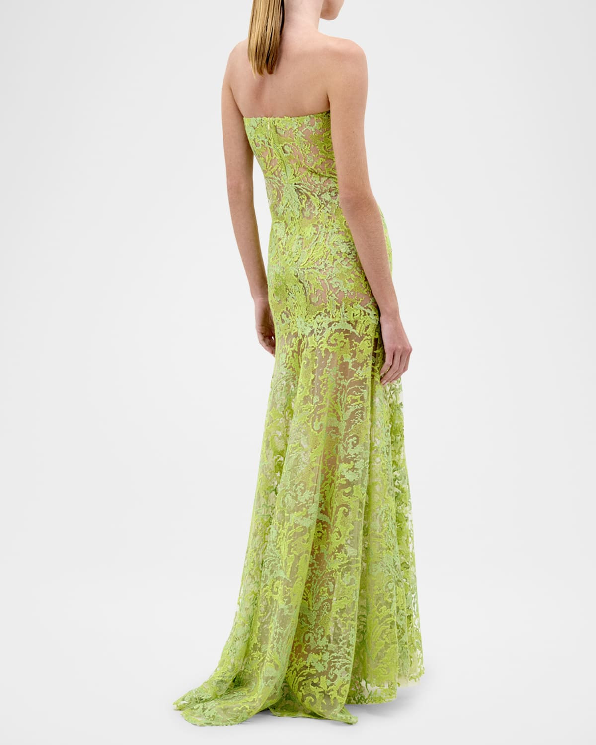 Tulip Embroidered Lace Strapless Maxi Dress - 3