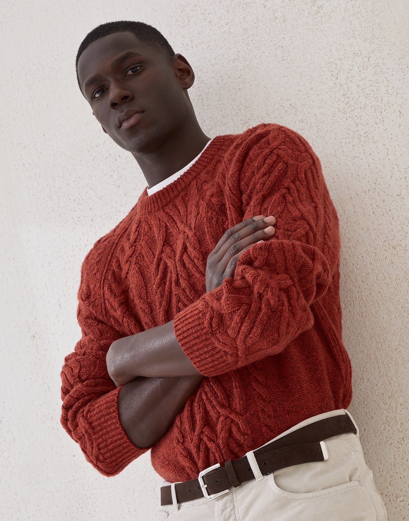 Flecked cashmere wide cable knit sweater - 4