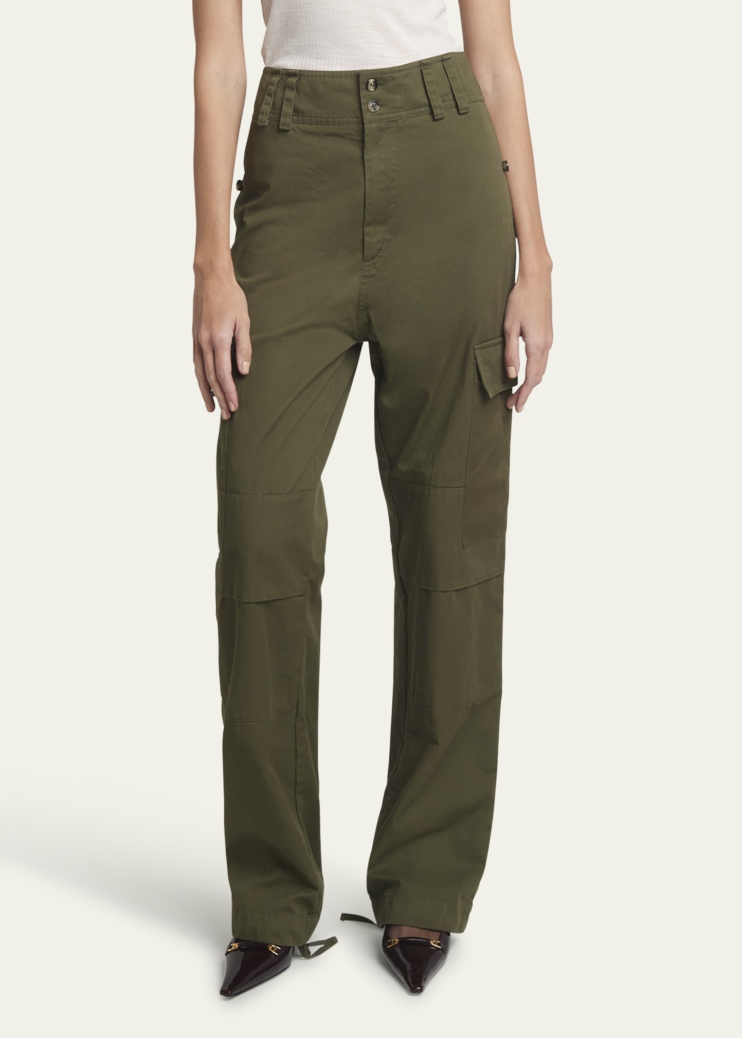 High-Rise Straight-Leg Cargo Trousers - 4