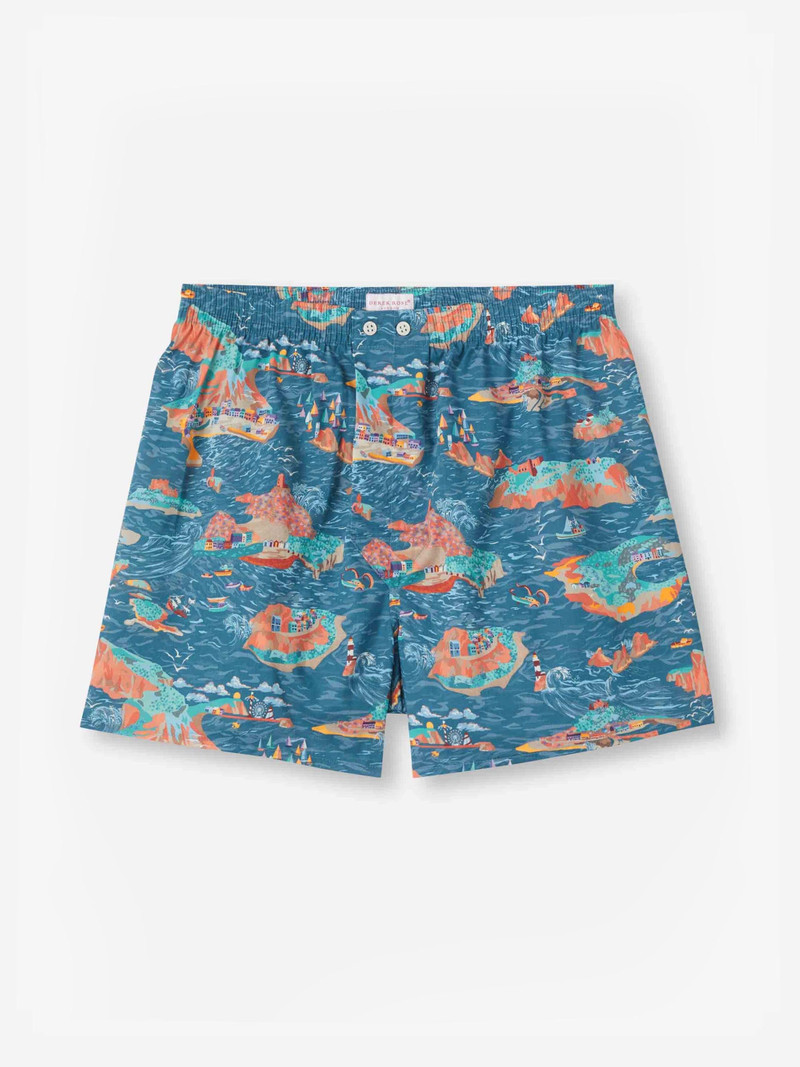 Derek Rose Men's Classic Fit Boxers Cotton Batiste Multi Fisherman Print outlook