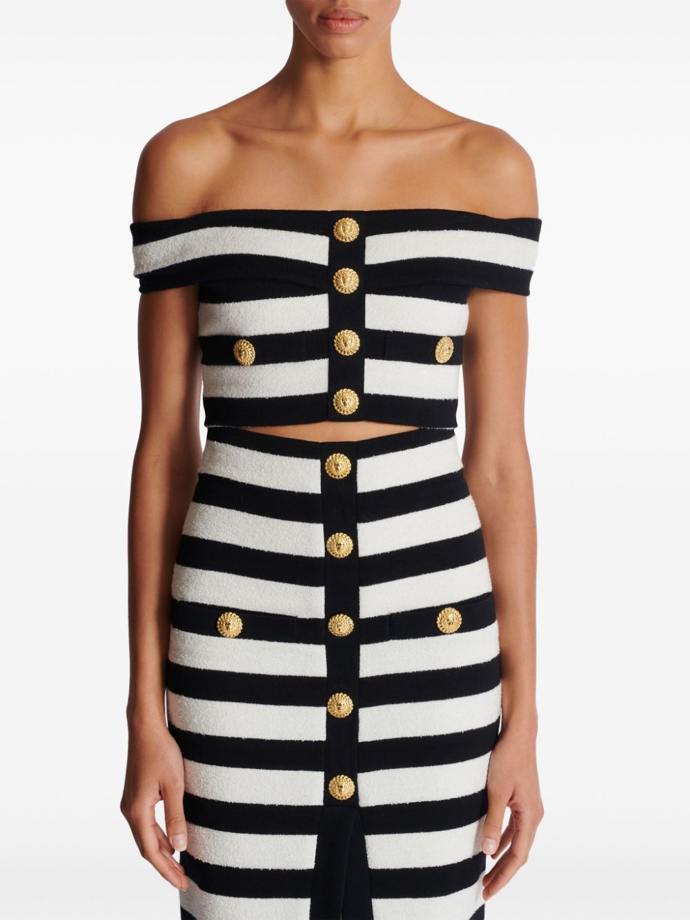 off-shoulder striped top - 4