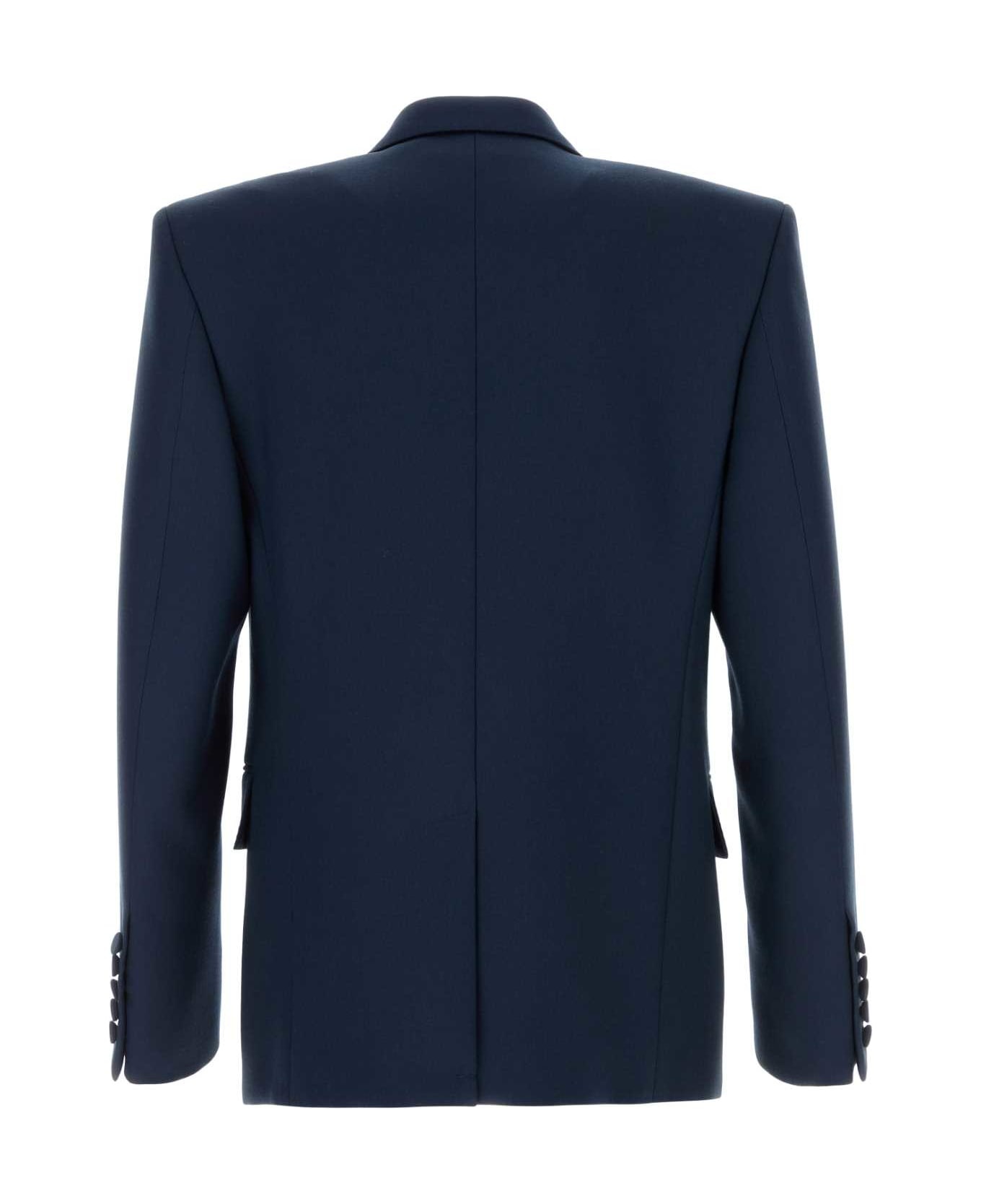 Navy Blue Wool Blazer - 2