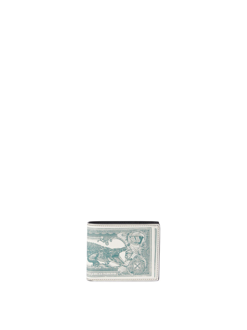 White/green Currency Bifold Wallet 1