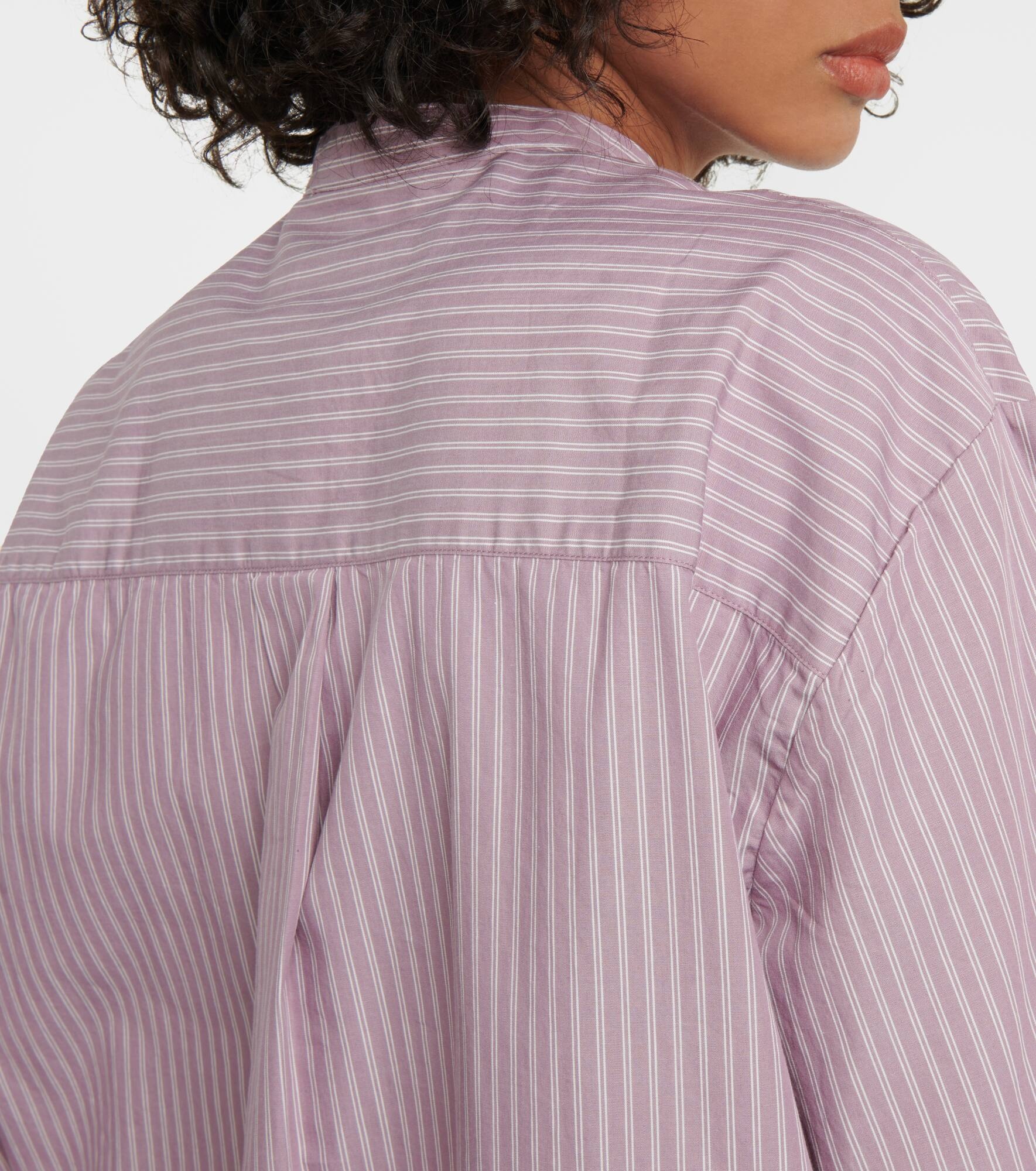 x Tekla striped cotton pajama shirt - 5