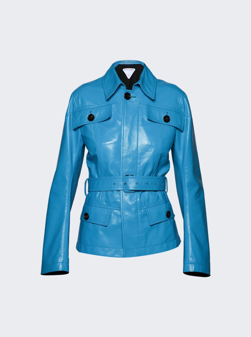 Shiny Leather Jacket Pool Blue - 1