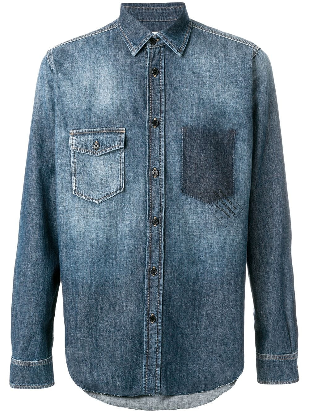 raw hem denim shirt - 1