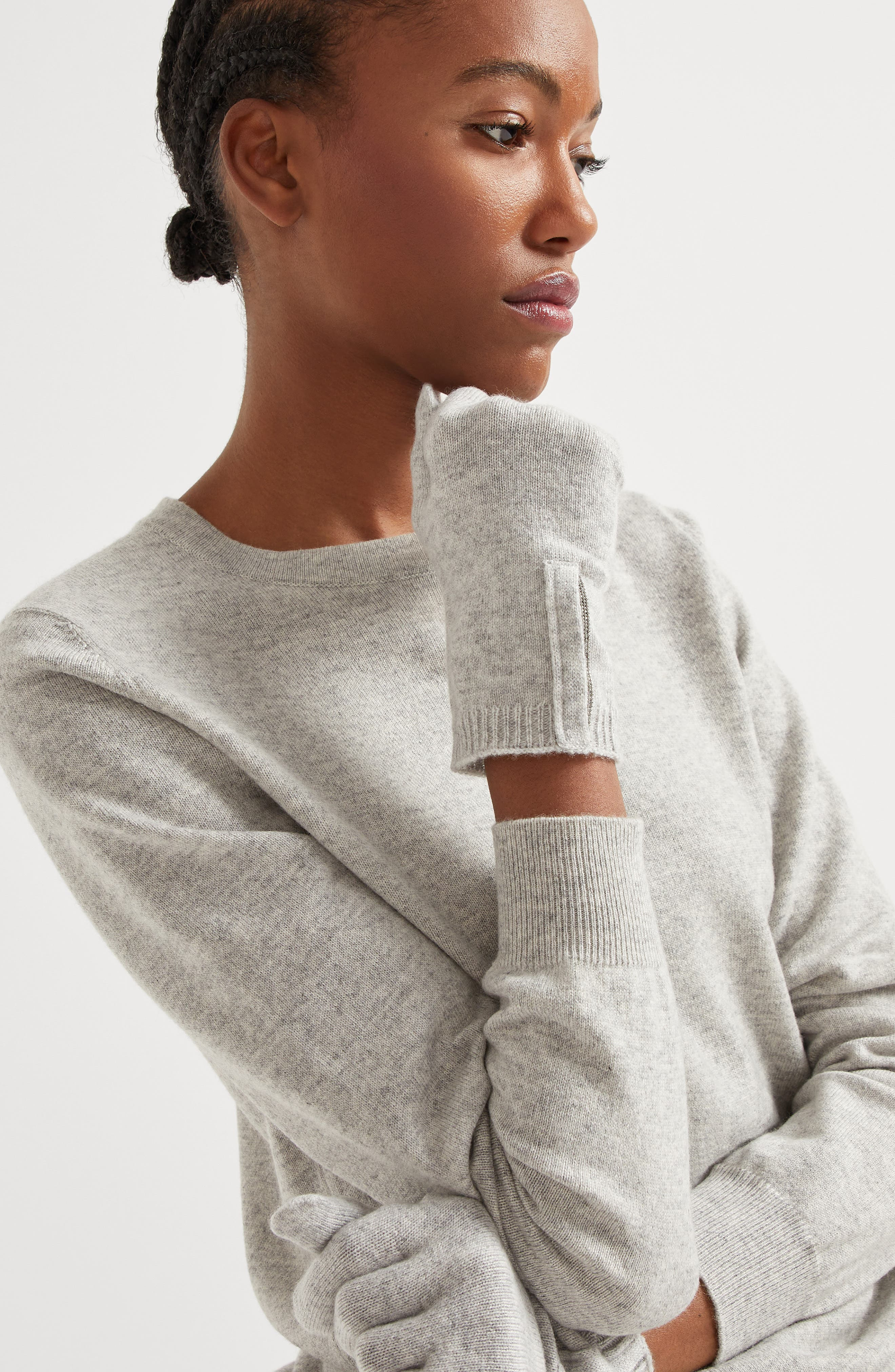 Brunello Cucinelli Knit gloves in Light Grey at Nordstrom - 4