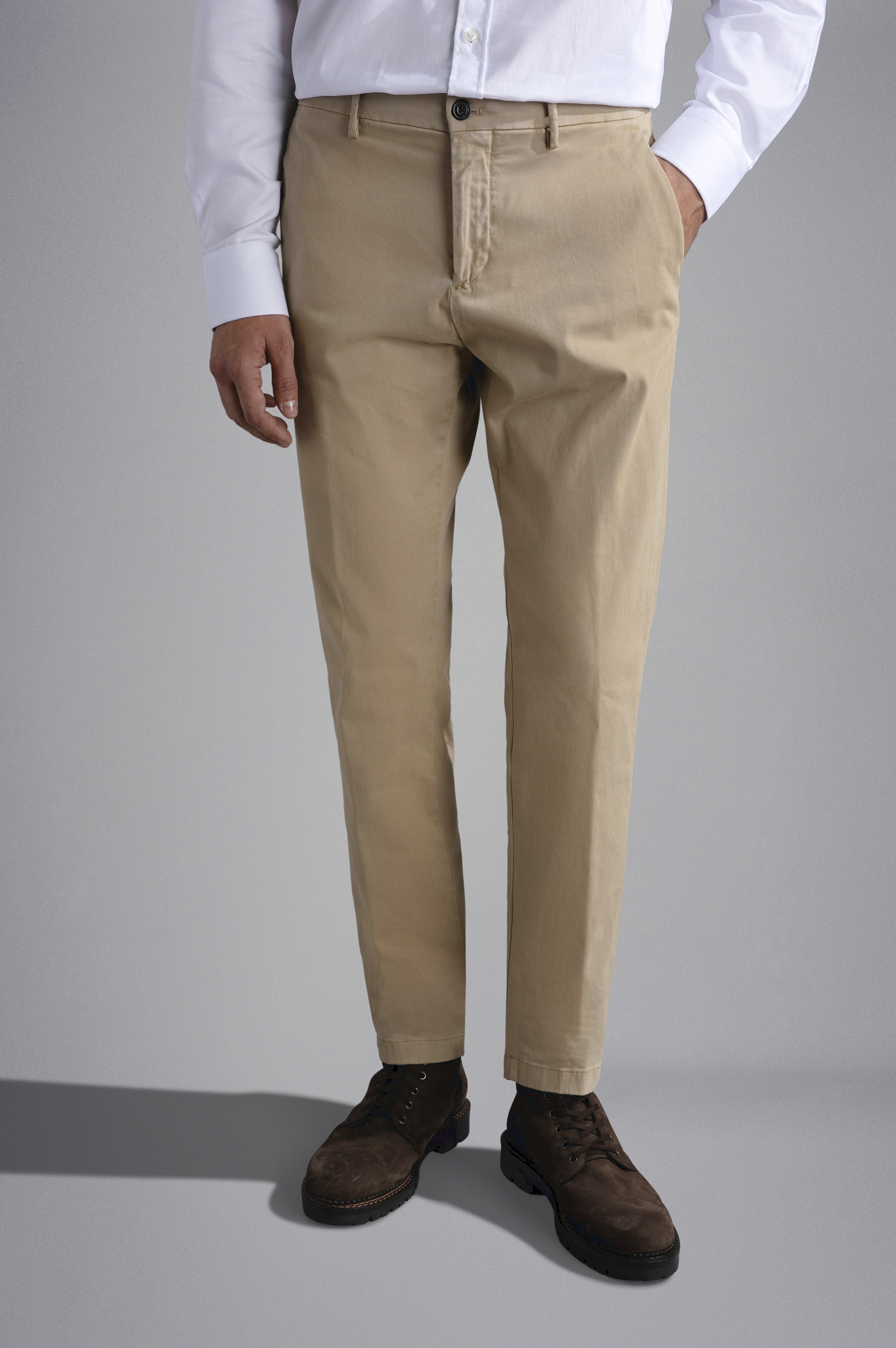 STRETCH COTTON SLIM CHINO TROUSERS - 6