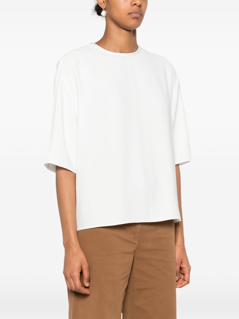 satin-trim crepe blouse - 3