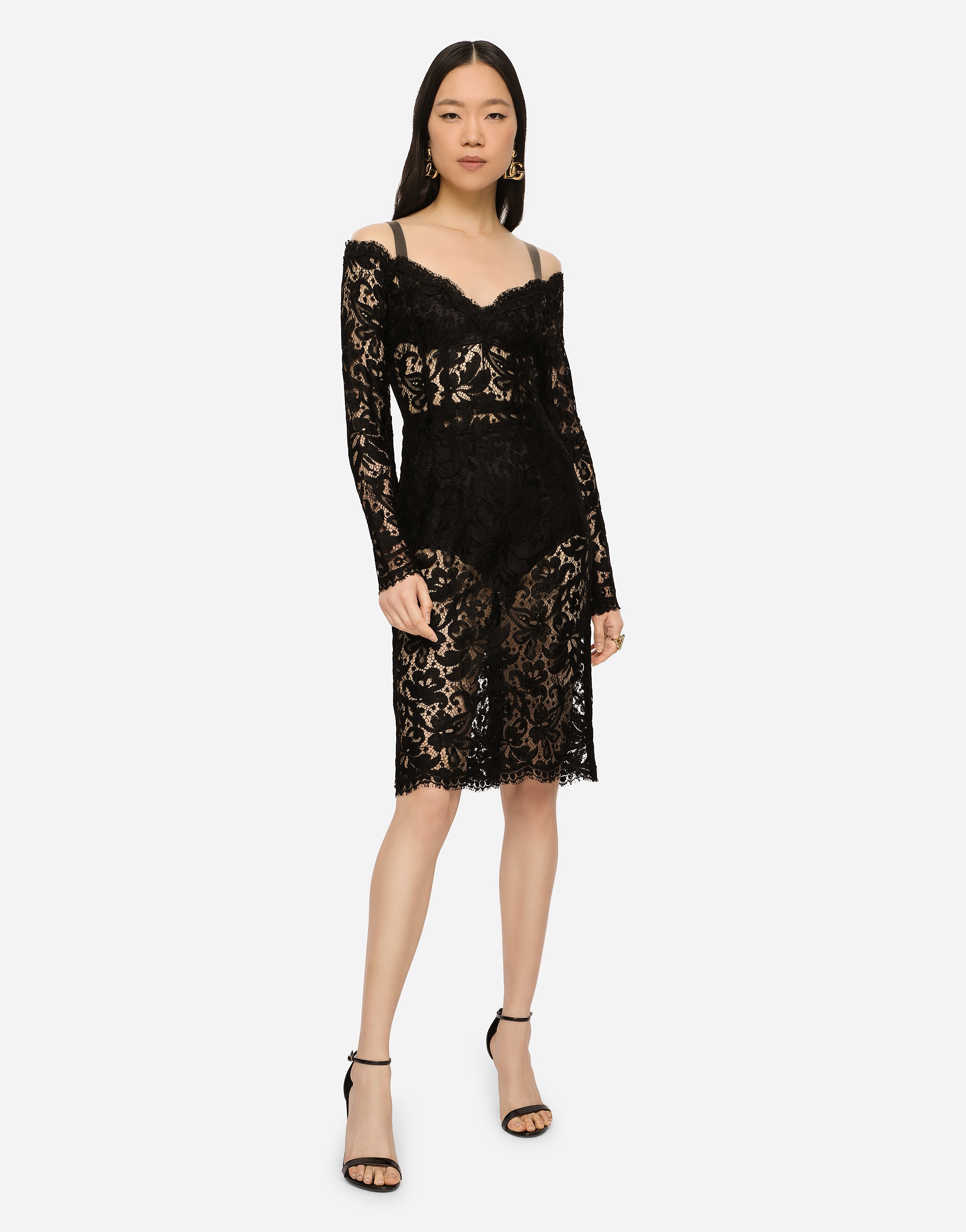 Lace and tulle midi dress - 2