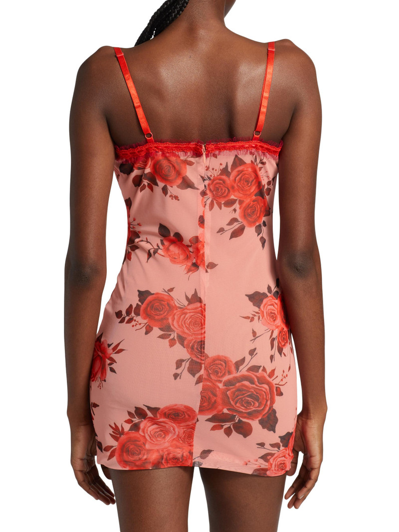 Women's Floral Mesh Minidress - Pink Rose 5