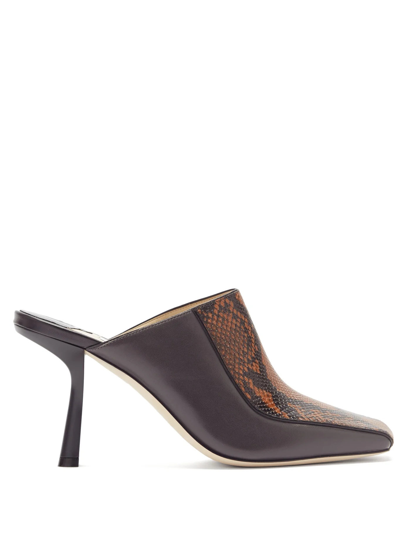 Marcel 85mm snake-effect leather mules - 1