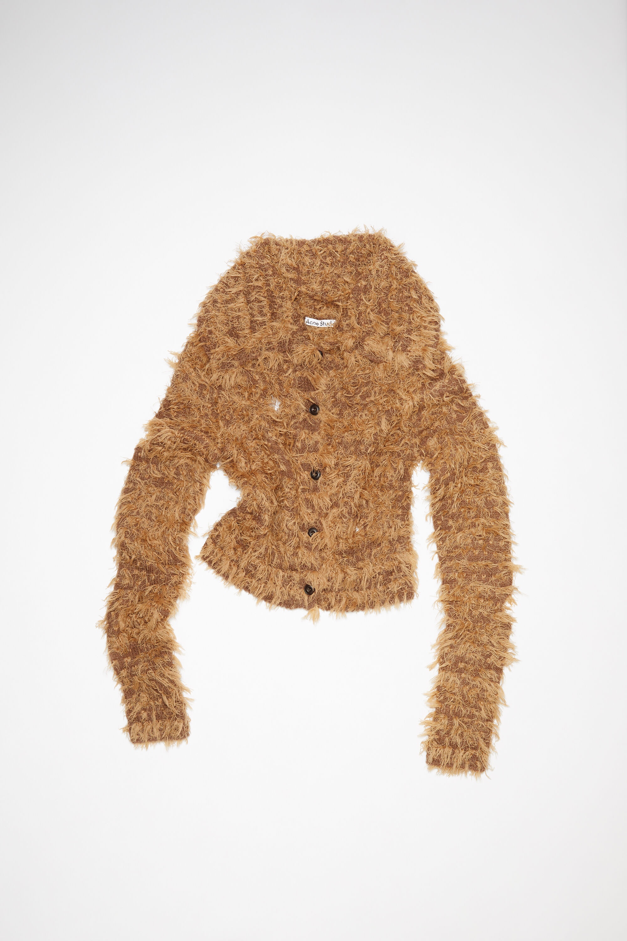 Hairy wool cardigan - Camel brown - 1