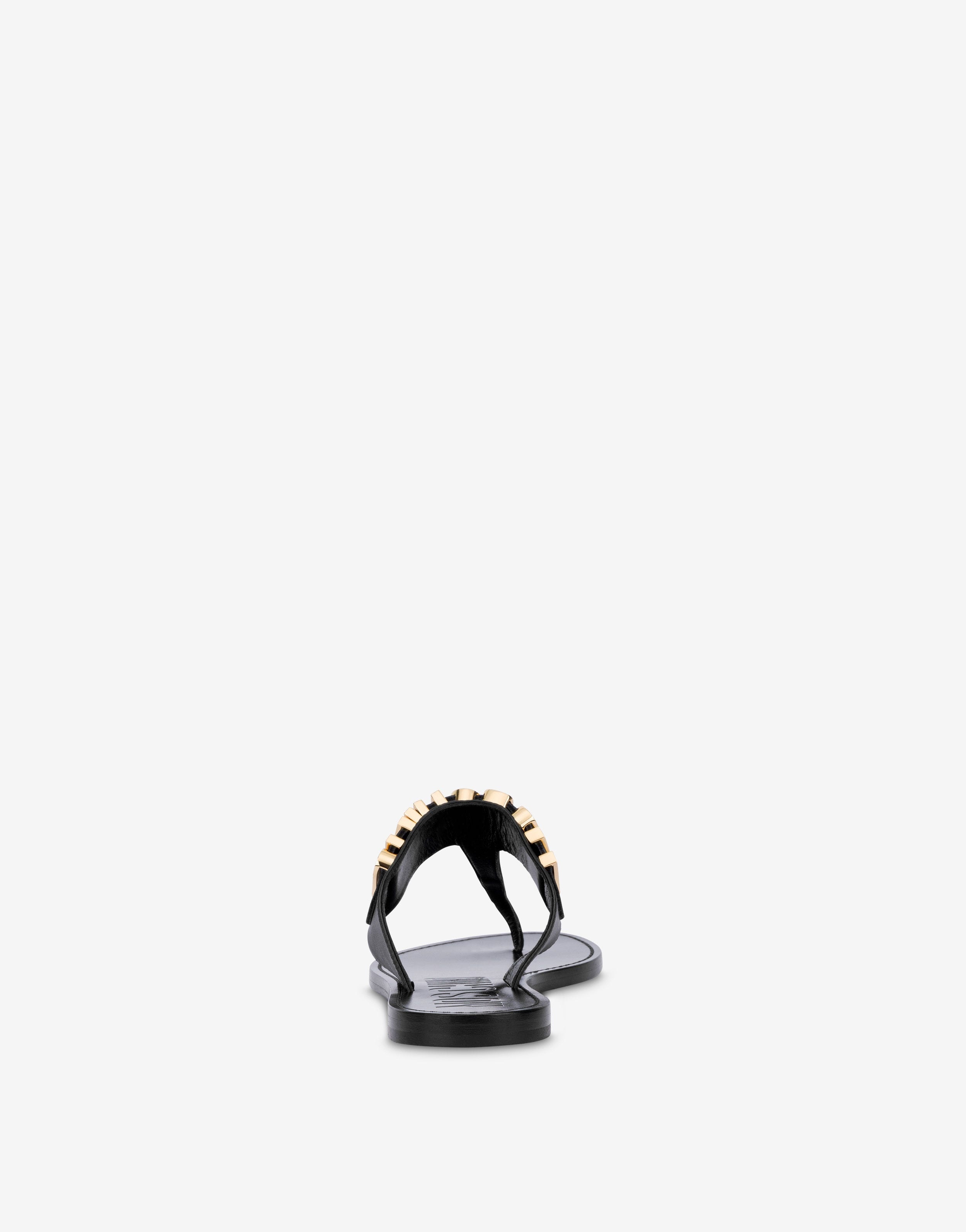 CRYSTAL LOGO CALFSKIN THONG SANDALS - 3