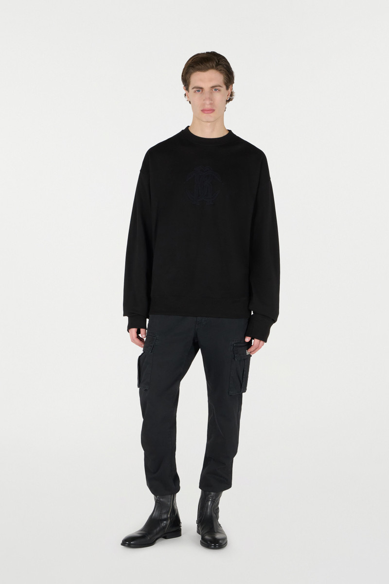 Roberto Cavalli Sweatshirt With Mirror Snake Monogram Embroidery outlook