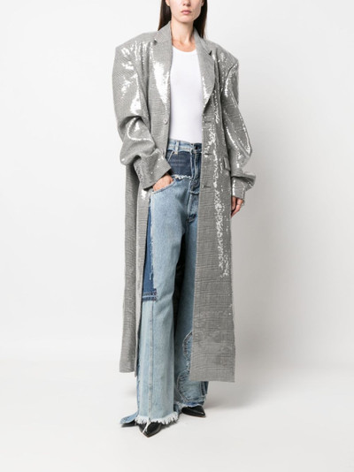 VETEMENTS sequin-embellished checked coat outlook