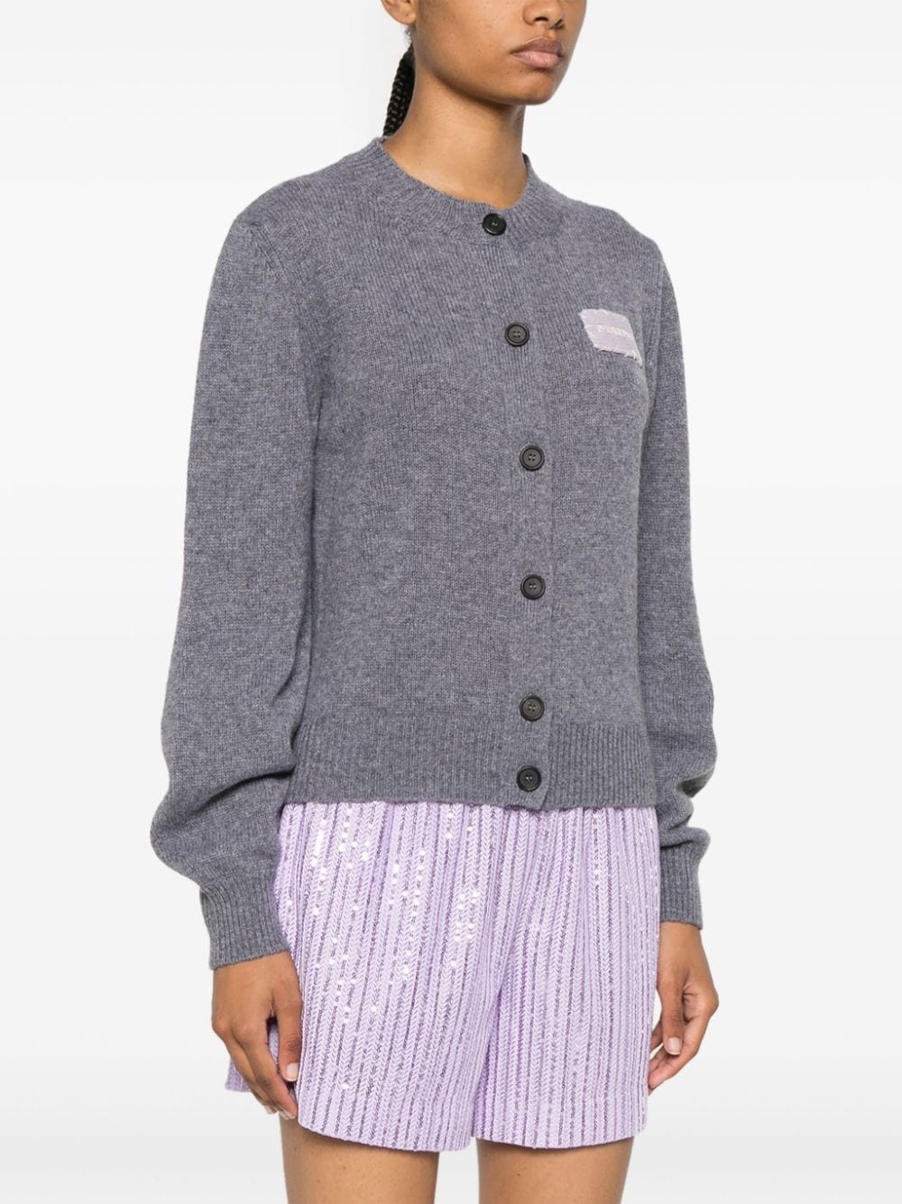 logo-patch cashmere cardigan - 3
