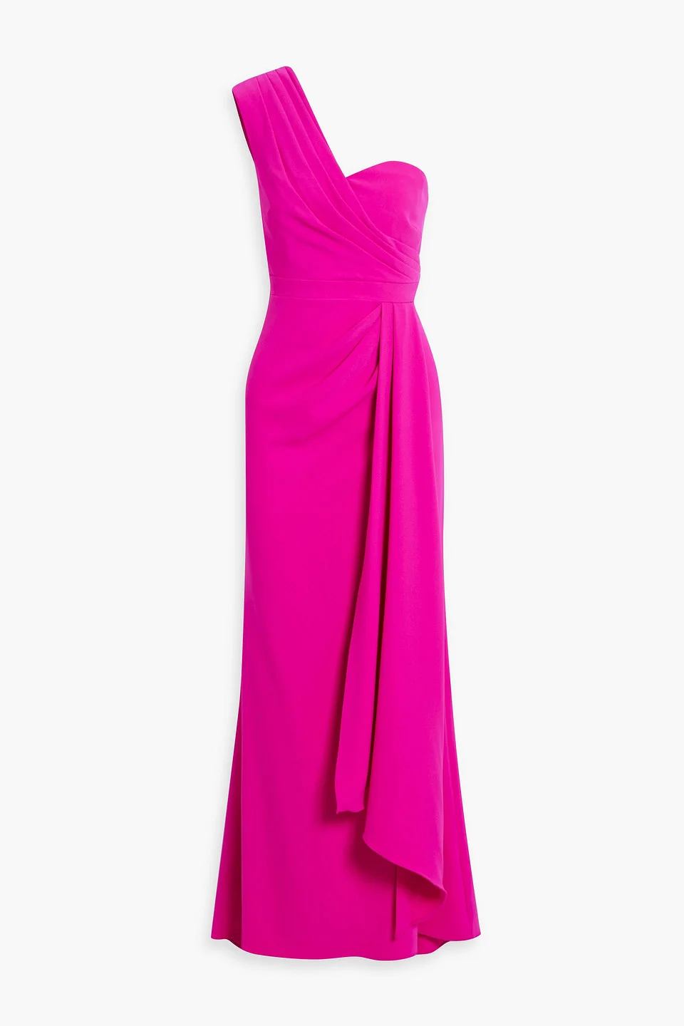One-shoulder draped crepe gown - 1