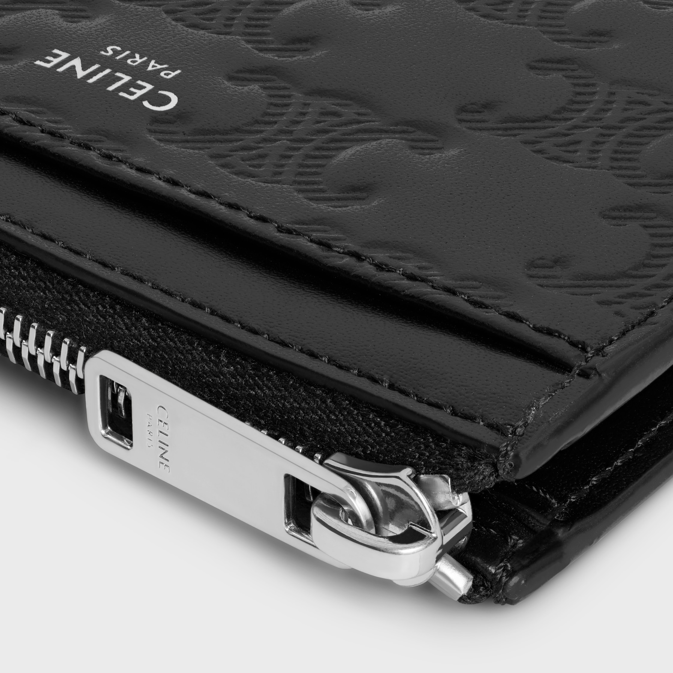 Zipped Card Holder in Calfskin with triomphe embossed - 4