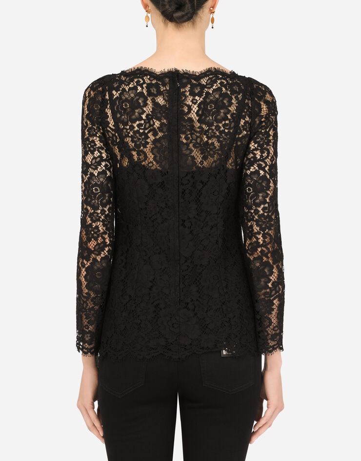 Long-sleeved cordonetto lace top - 2