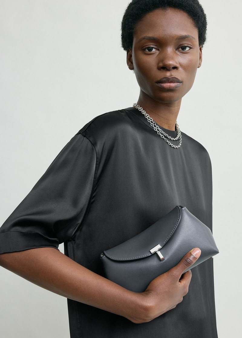 Mini T-lock leather clutch shark 3