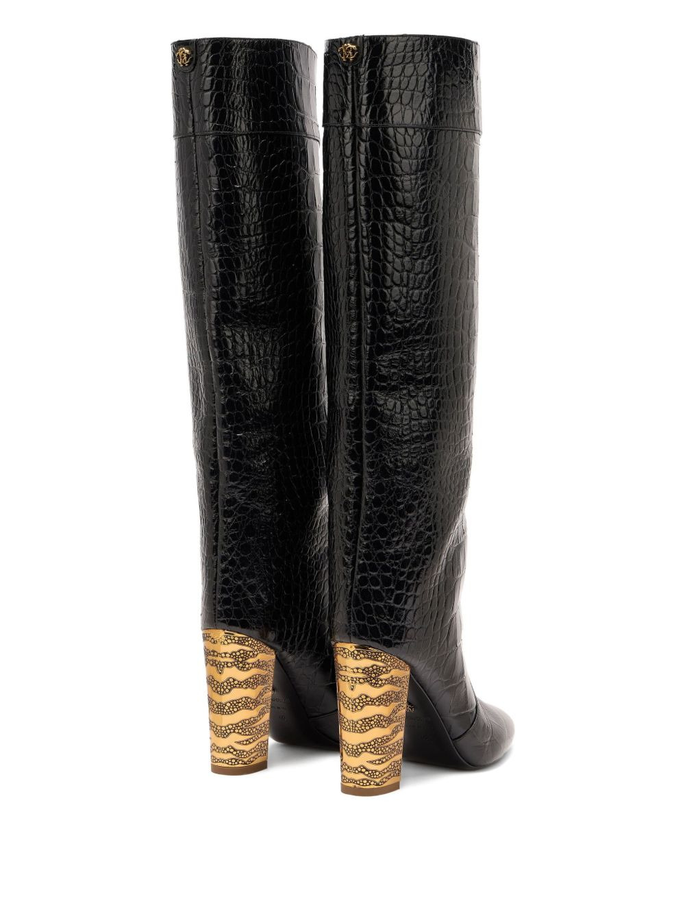 crocodile-effect leather boots - 3