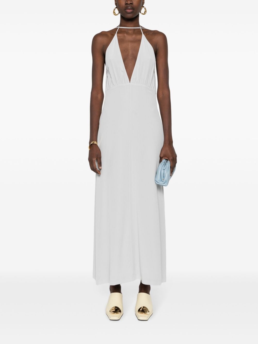 halterneck silk dress - 2