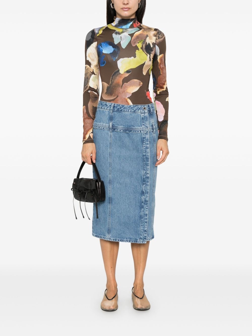 denim midi skirt - 2