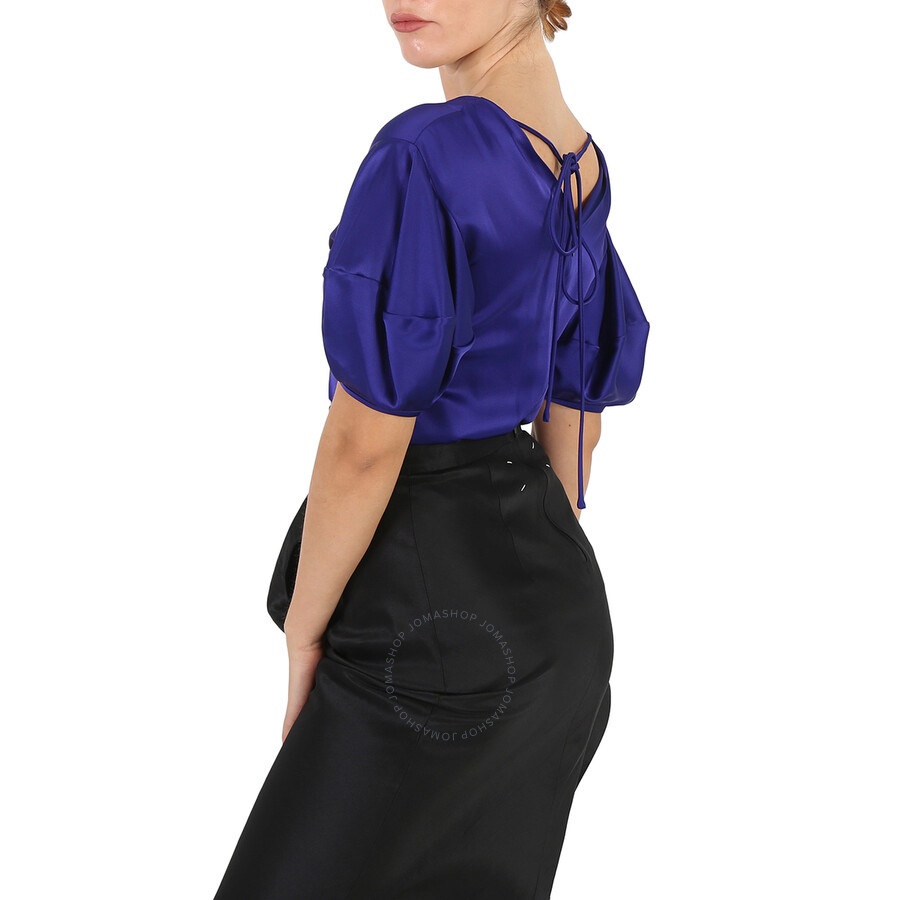 Stella Mccartney Sapphire Blue Puff-Sleeve Ruched Blouse - 5