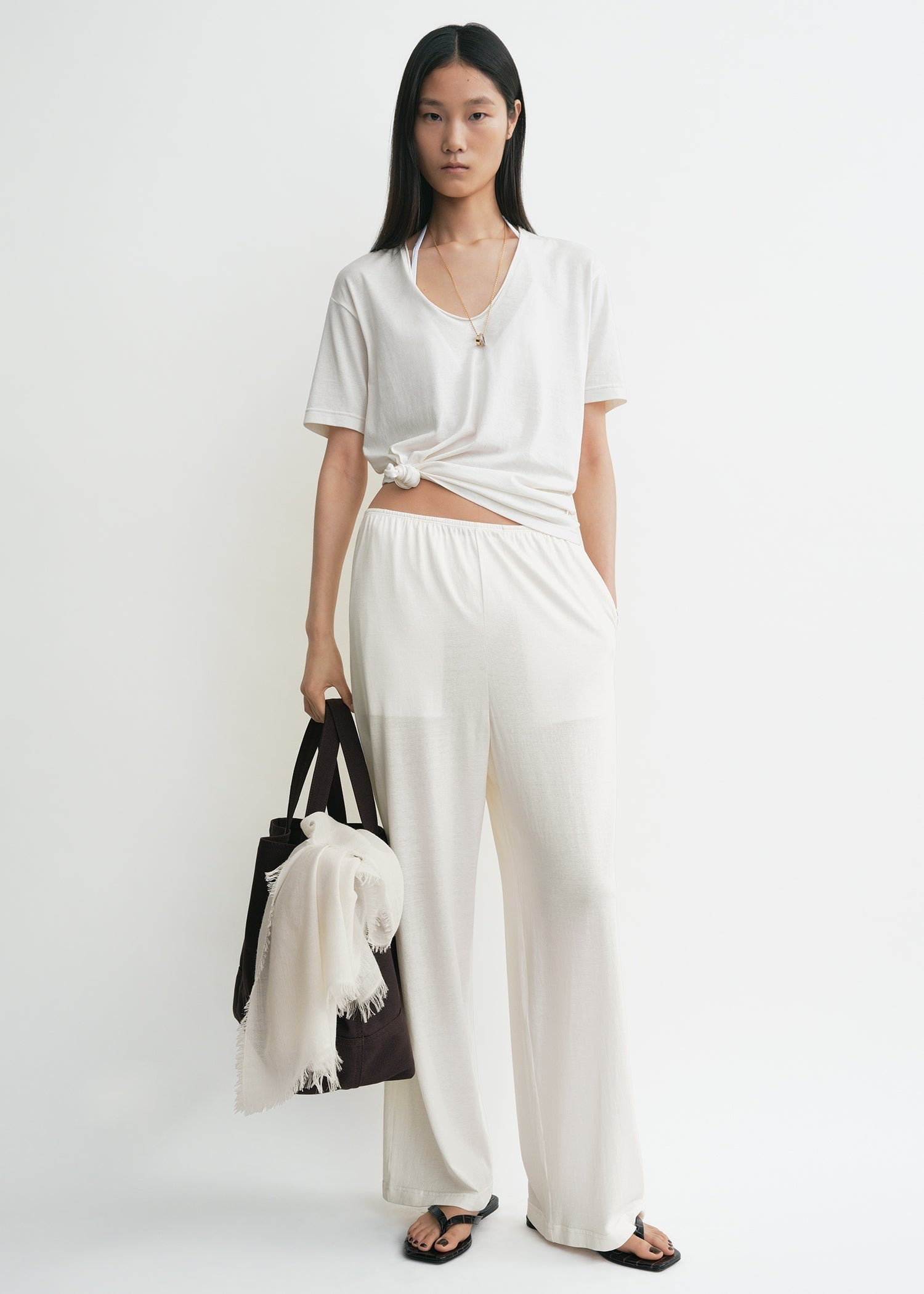 Cotton silk pj bottoms off-white - 2