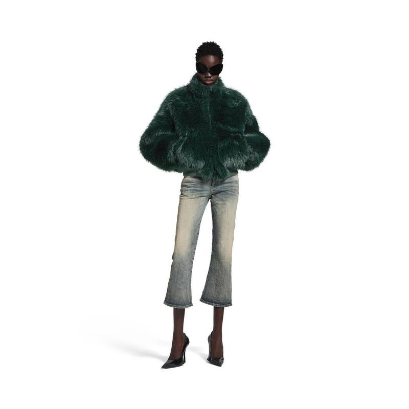 BALENCIAGA Women's Cropped Jacket in Dark Green outlook