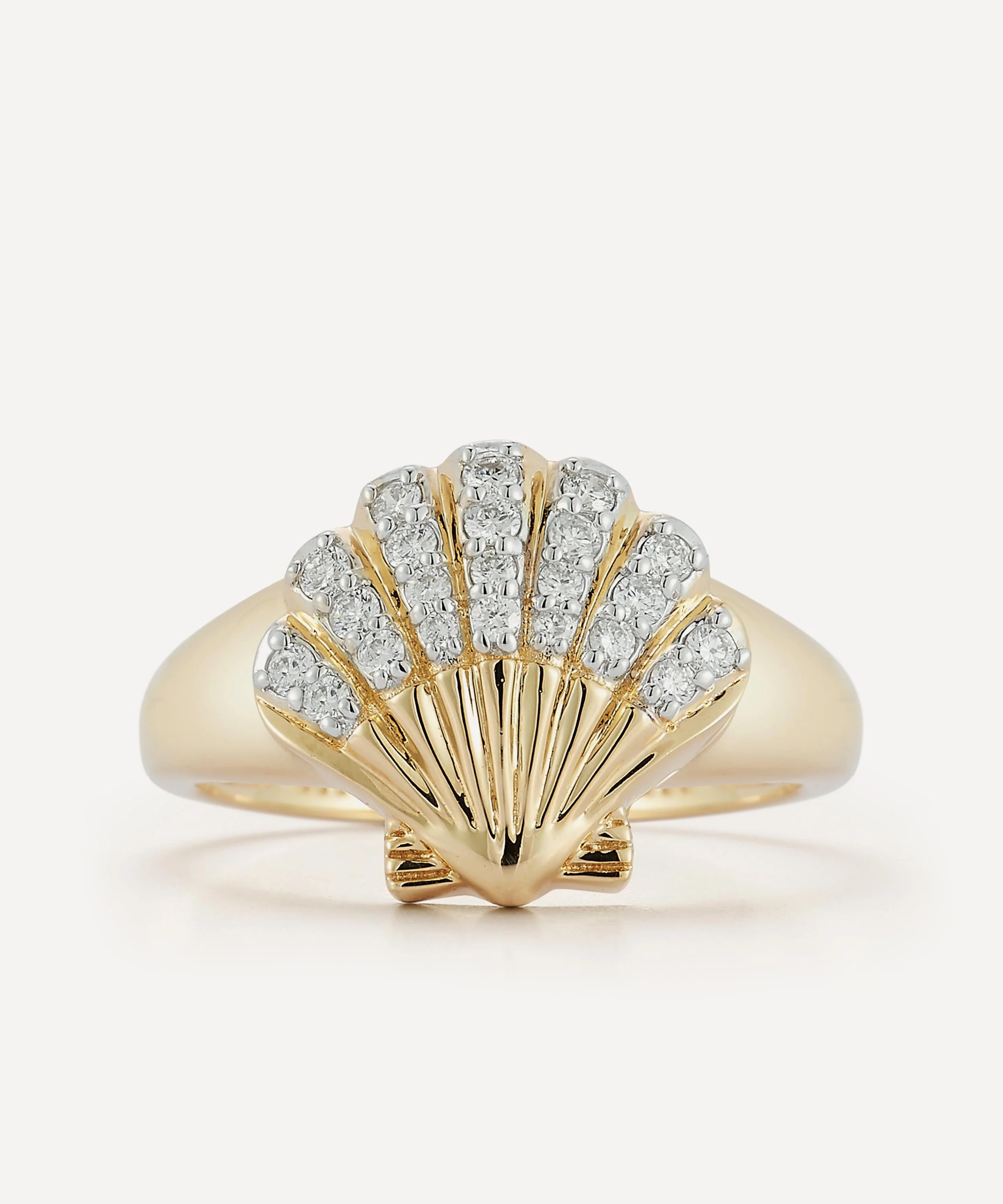 14ct Gold Diamond Venus Signet Ring - 1