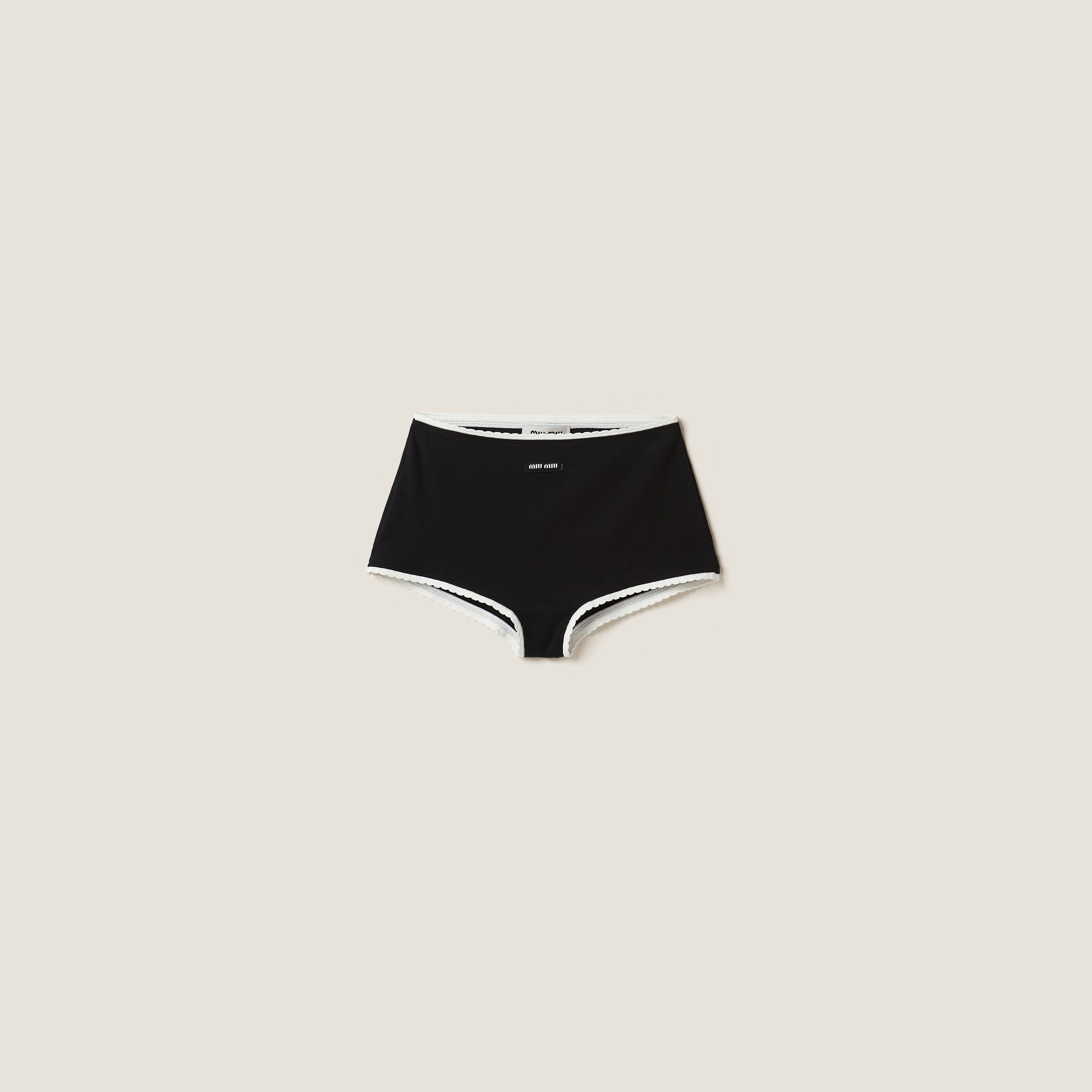 Miu Miu Ribbed knit panties with logo | miumiu | REVERSIBLE