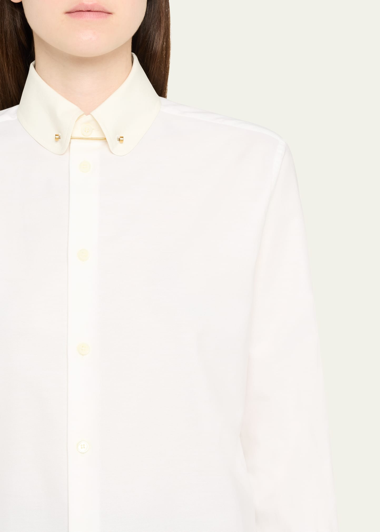 Thea Collar-Pin Oxford Shirt - 5