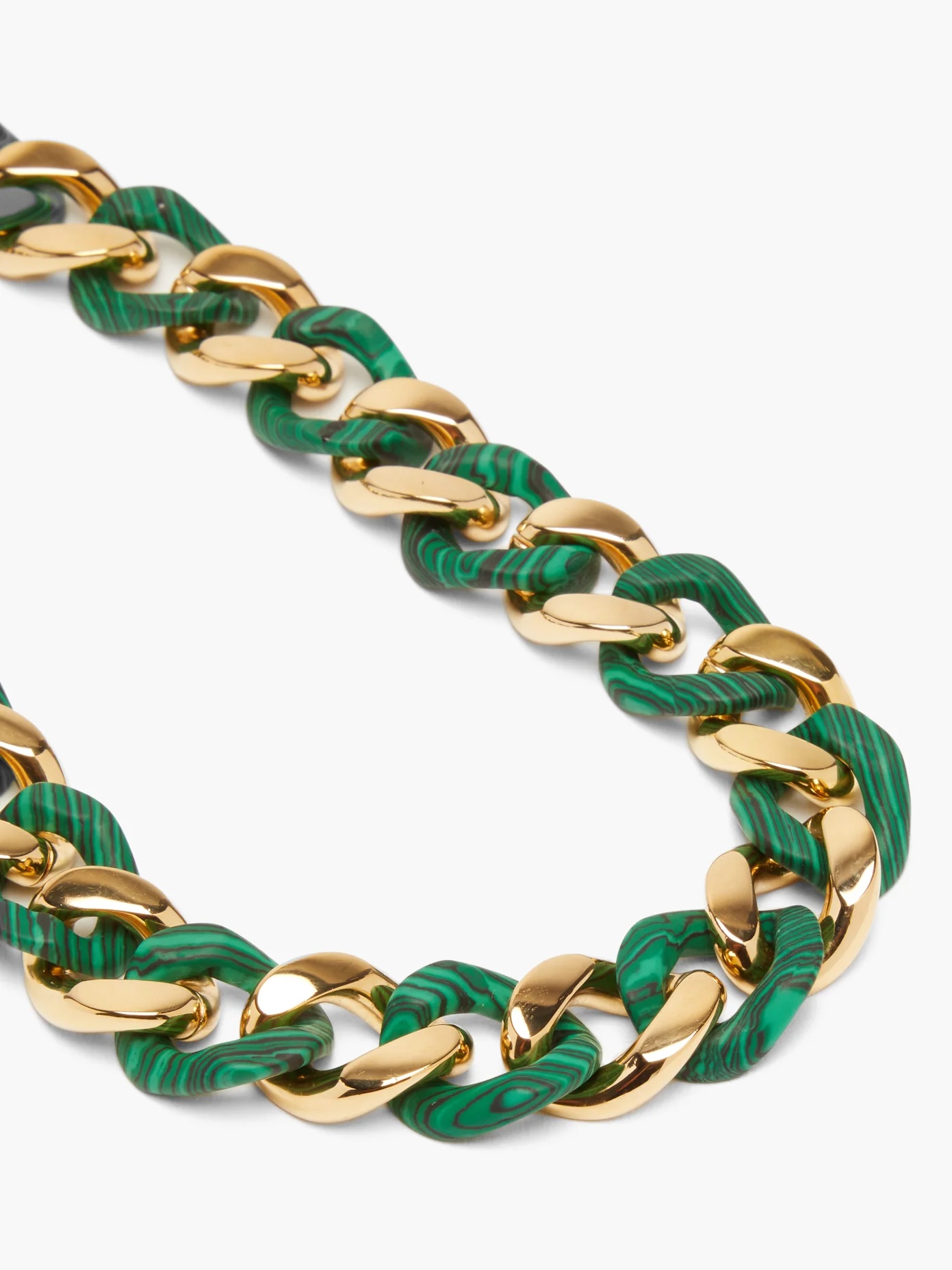 Malachite and 18kt gold-plated chain necklace - 4