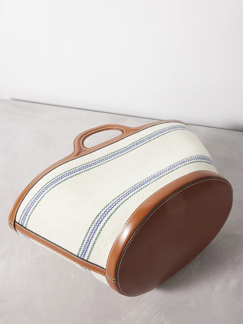 トートバッグ Marni Tropicalia small striped-canvas bucket bag Marni Tropicalia small striped-canvas bucket bag
