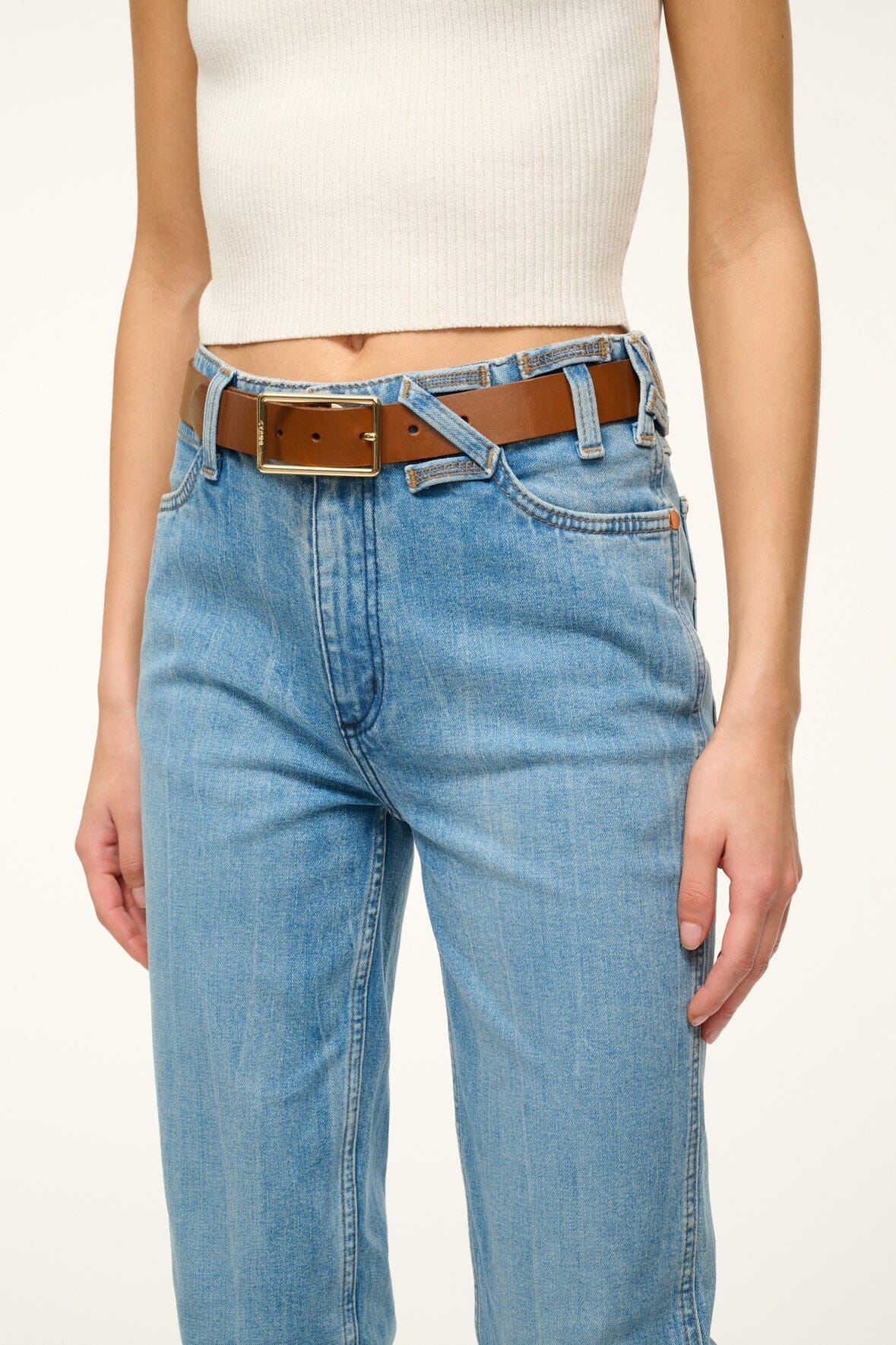 STAUD JEANS BELT - TAN YELLOW GOLD - 4