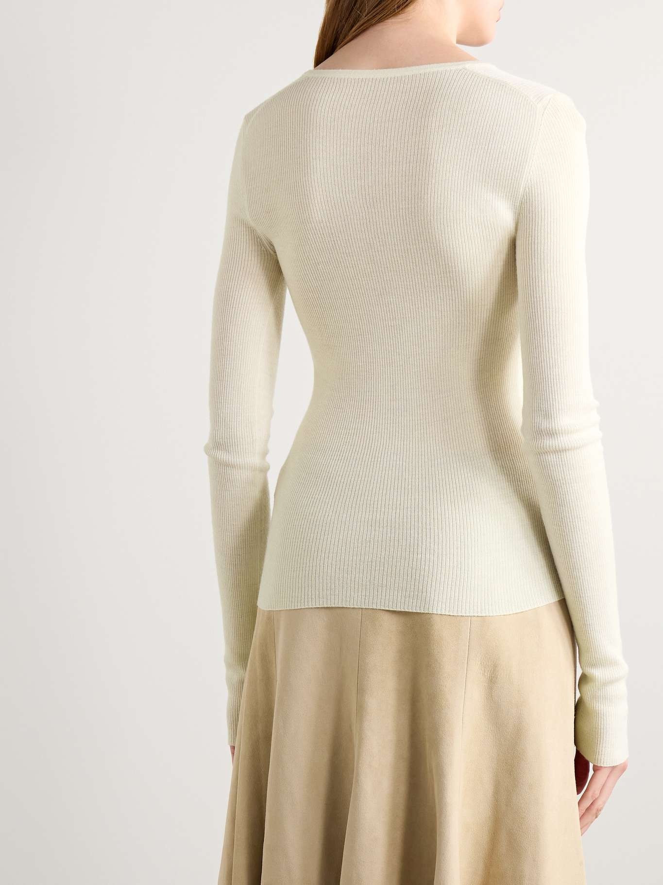 Tania ribbed wool-blend top Pastel yellow - 3