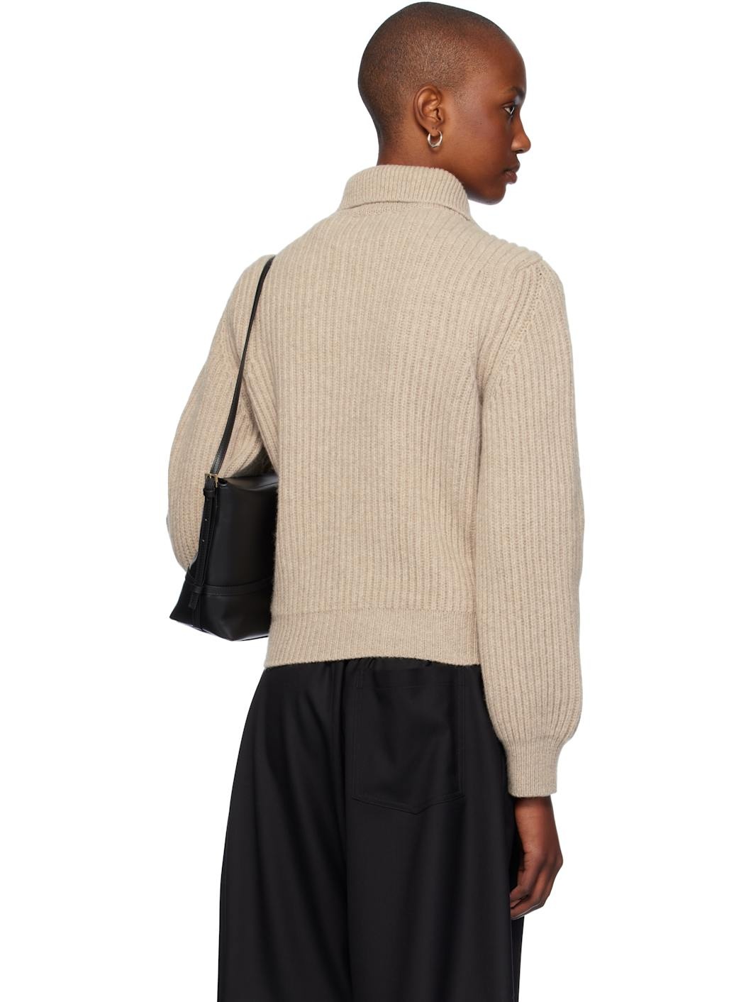 Beige Rib Zip Jacket - 3