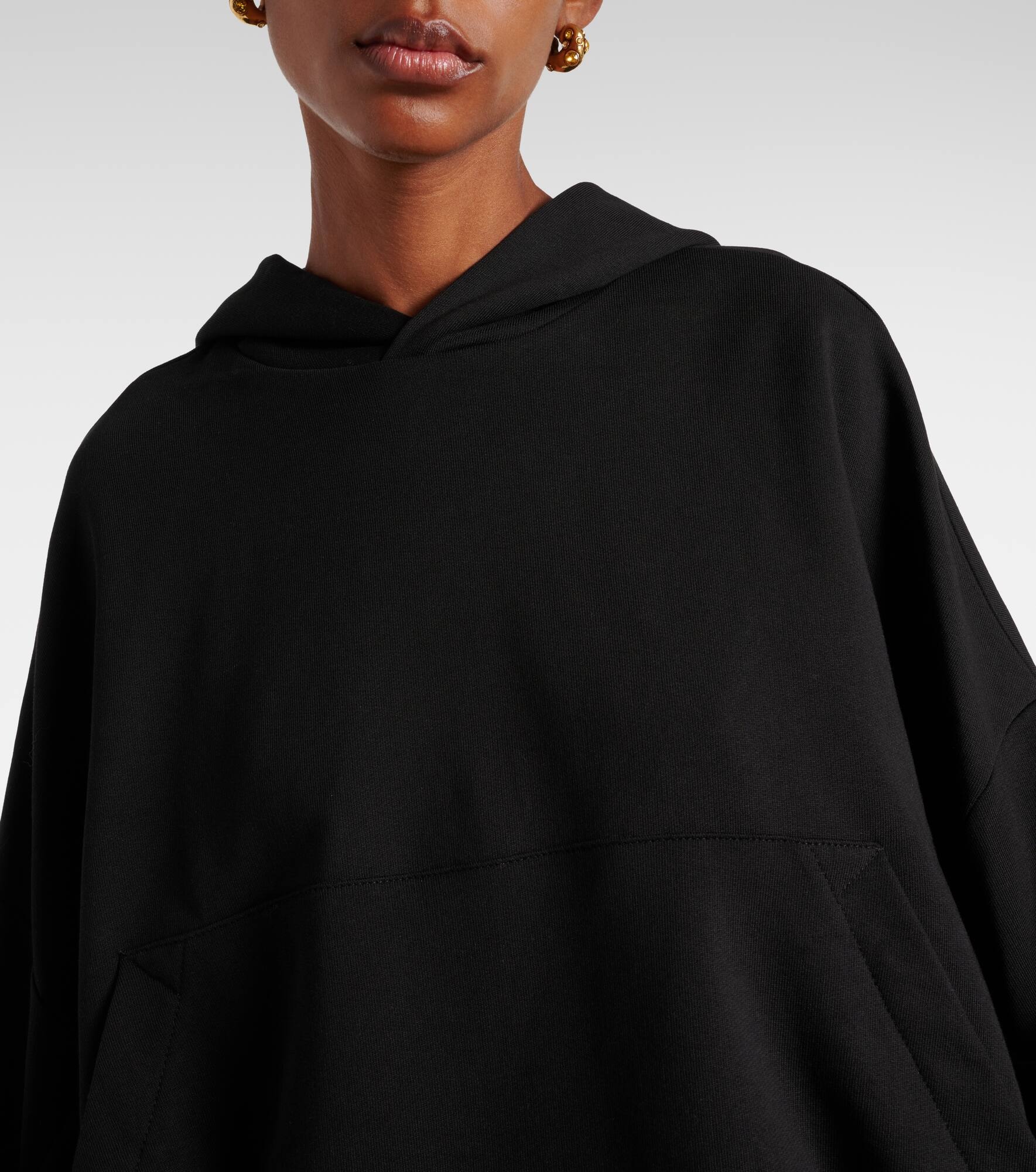 Oversized draped cotton jersey hoodie - 4