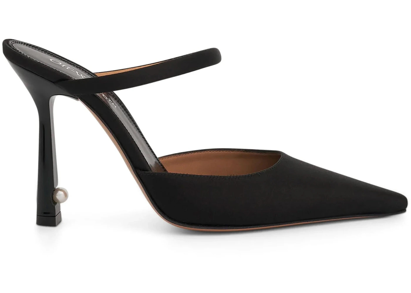 OFF-WHITE Pearl Satin High Pointed Mule Black (Women's) - 1