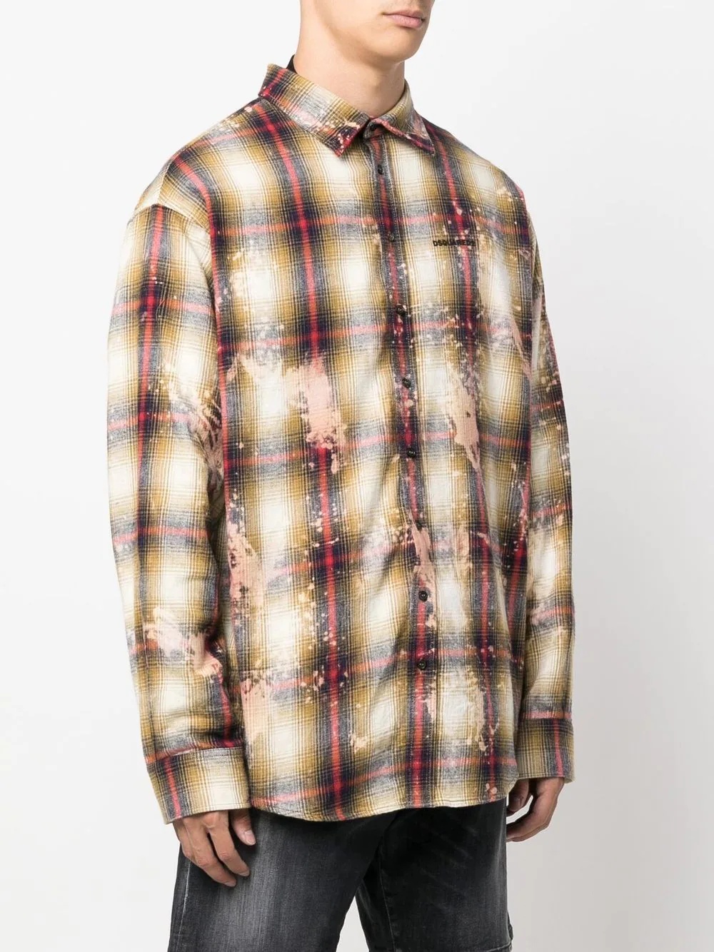 paint-splattered checked shirt - 3