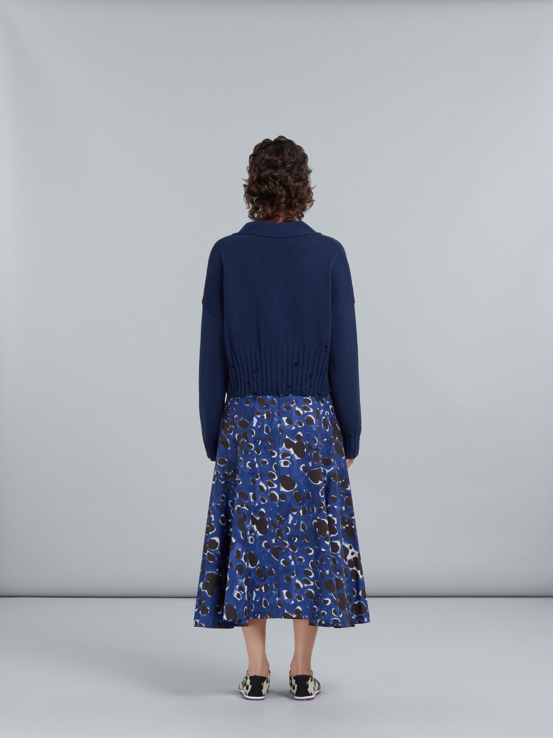 BLUE POP DOTS PRINT POPLIN FULL SKIRT - 3