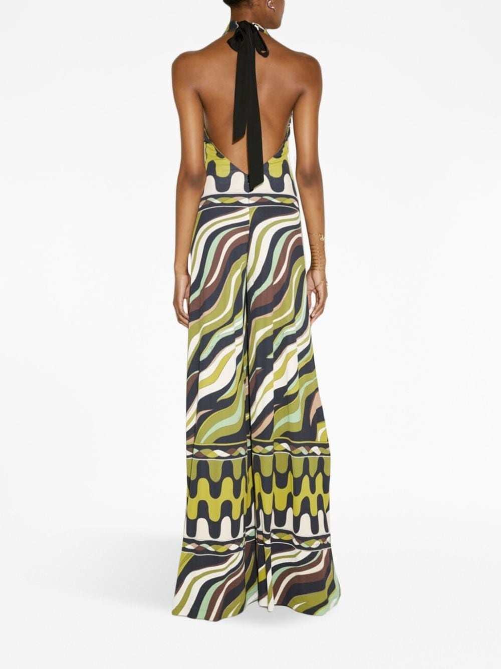 Fiamme-print halterneck jumpsuit - 4