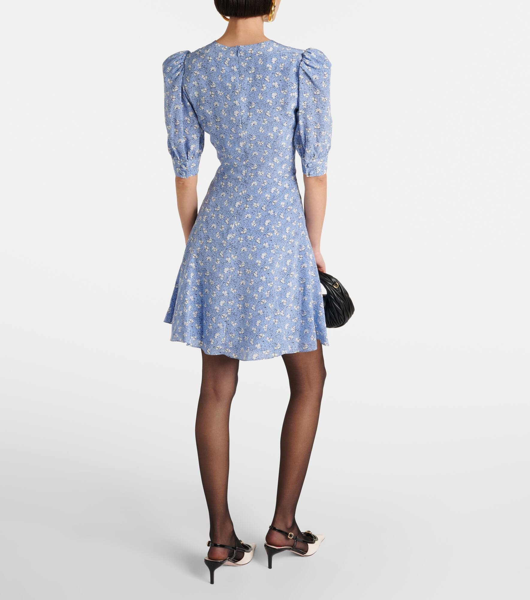 Bow-detail printed silk minidress - 3