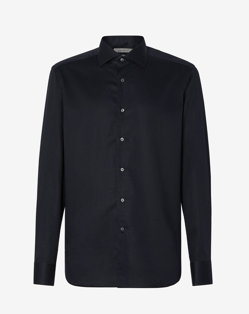Black wrinkle-free cotton twill shirt 1