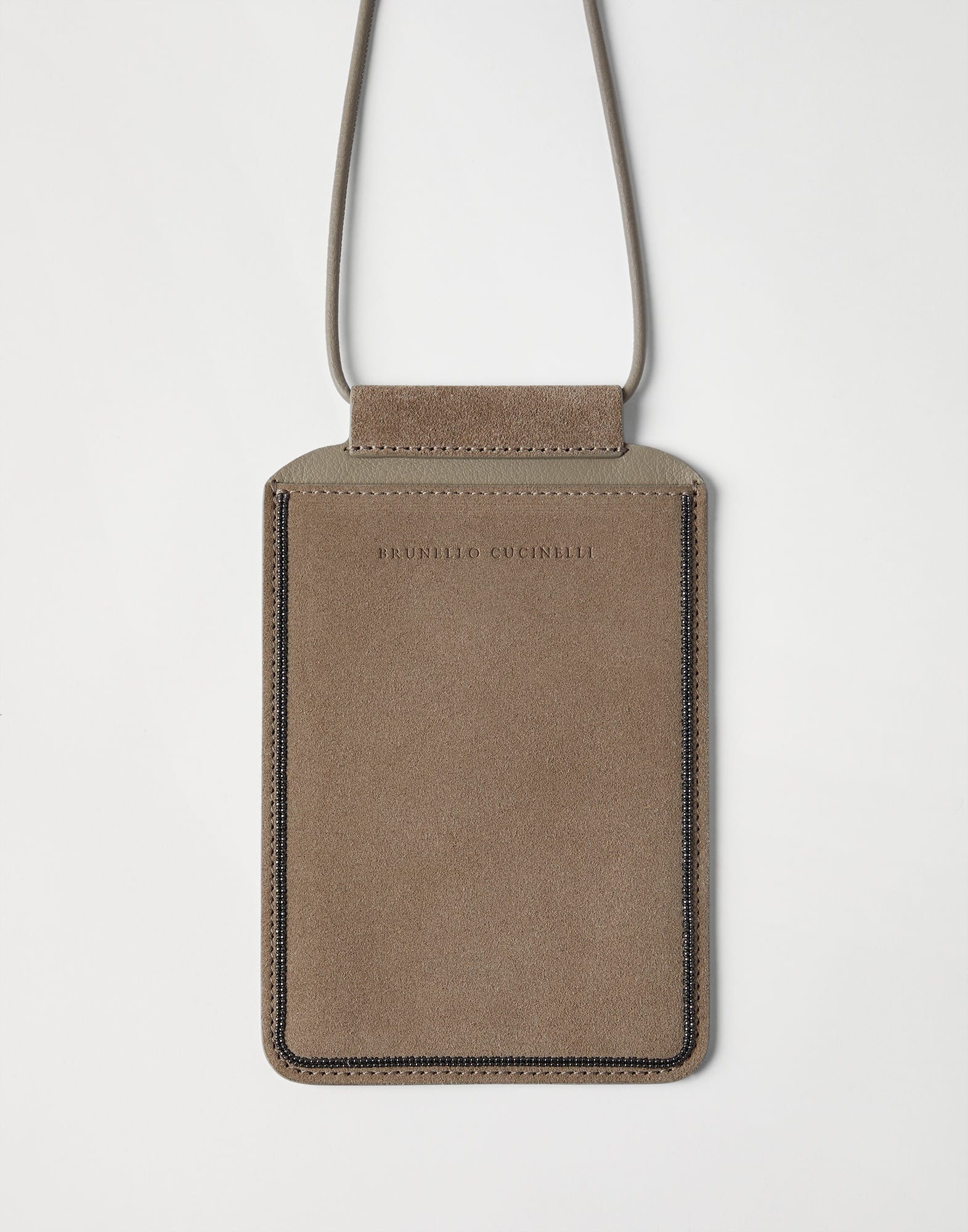 Suede phone bag with shiny trim - 1