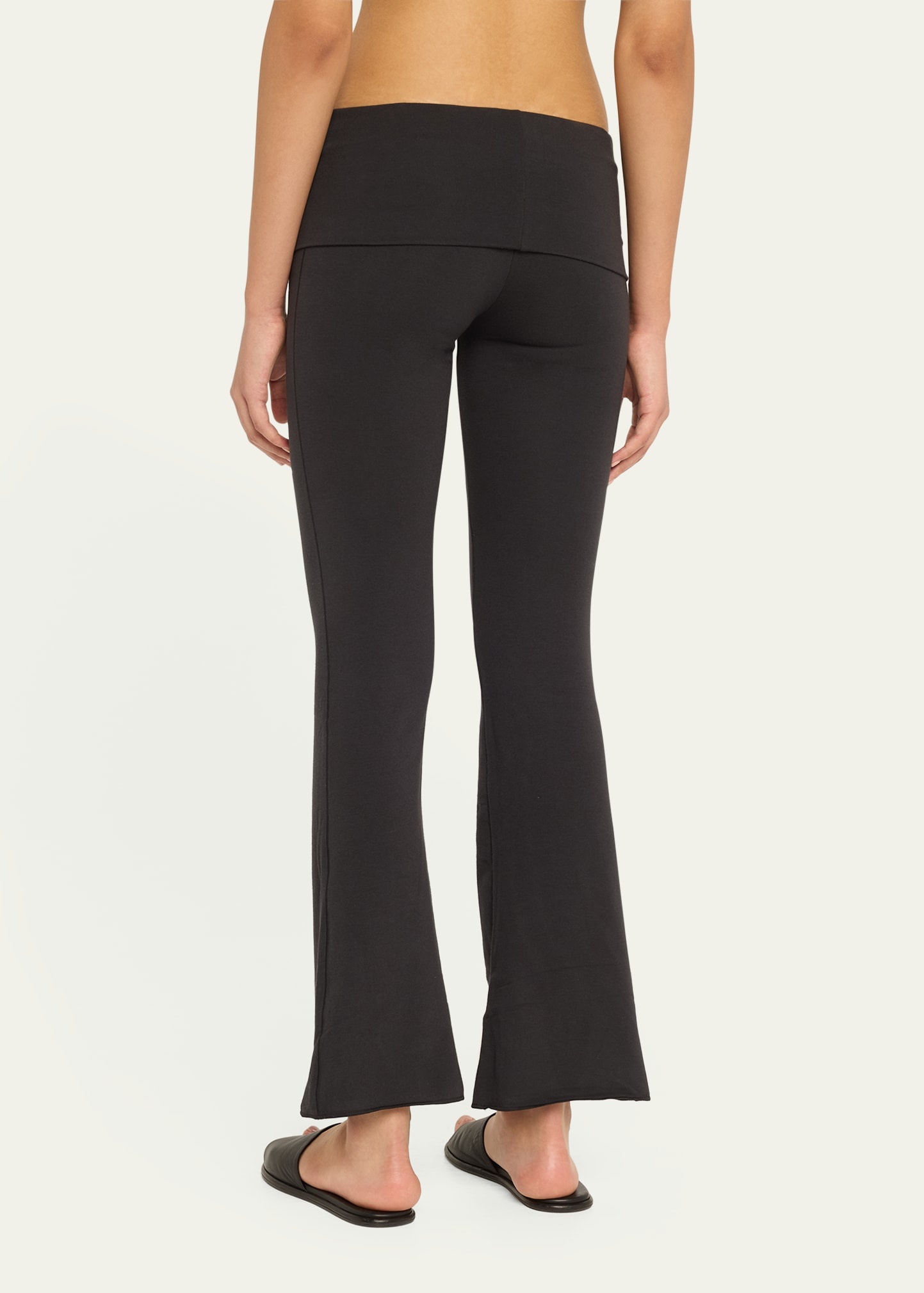 Cotton Jersey Foldover Flare-Leg Pants - 3