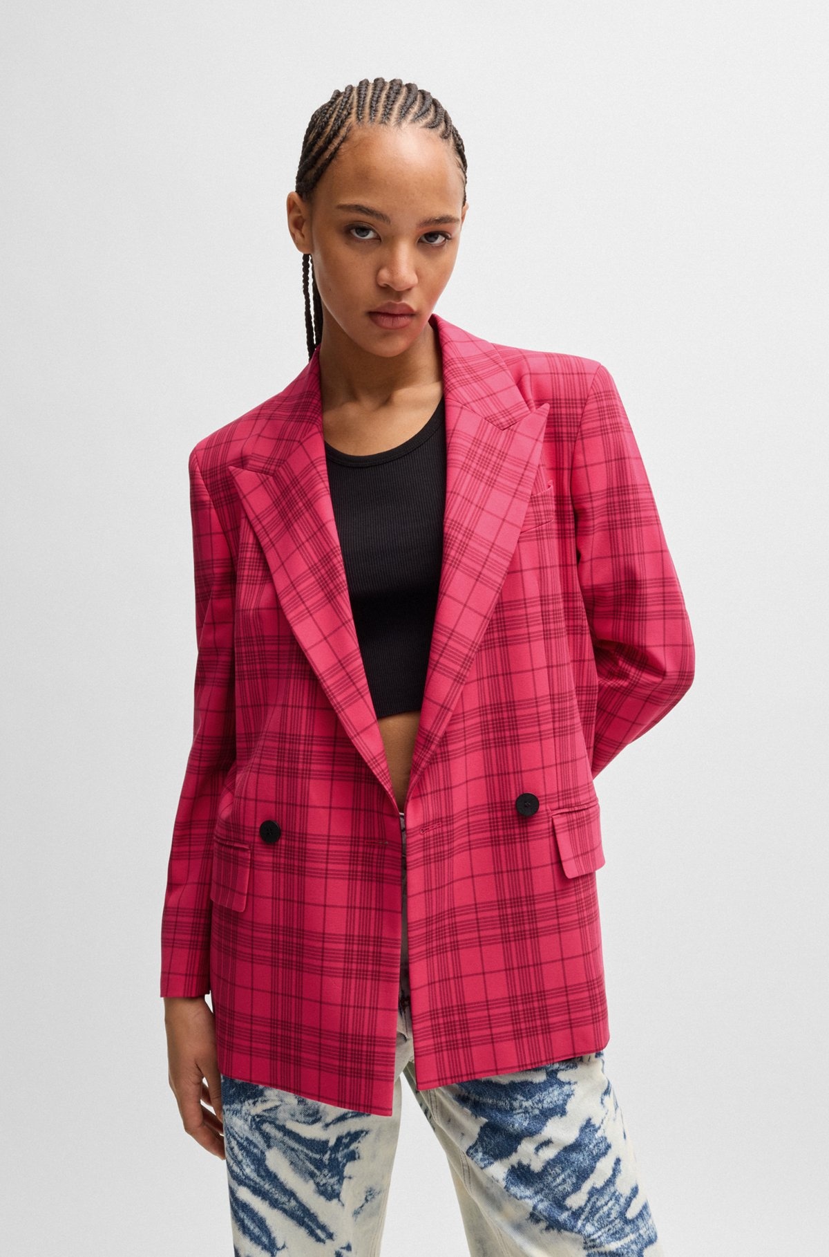 SLIM-FIT JACKET IN CHECKED STRETCH MATERIAL - 2