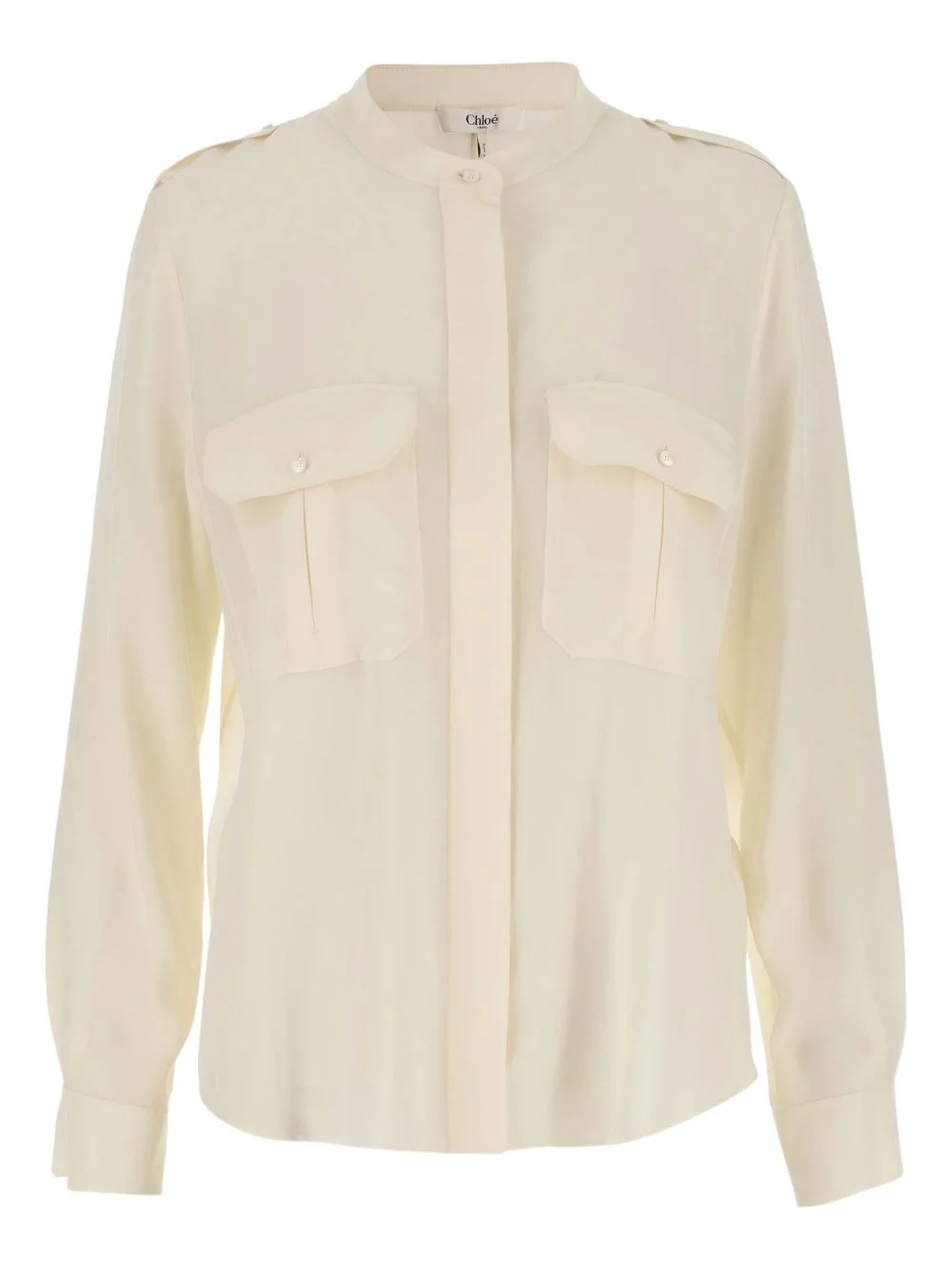 mandarin-collar silk shirt - 1
